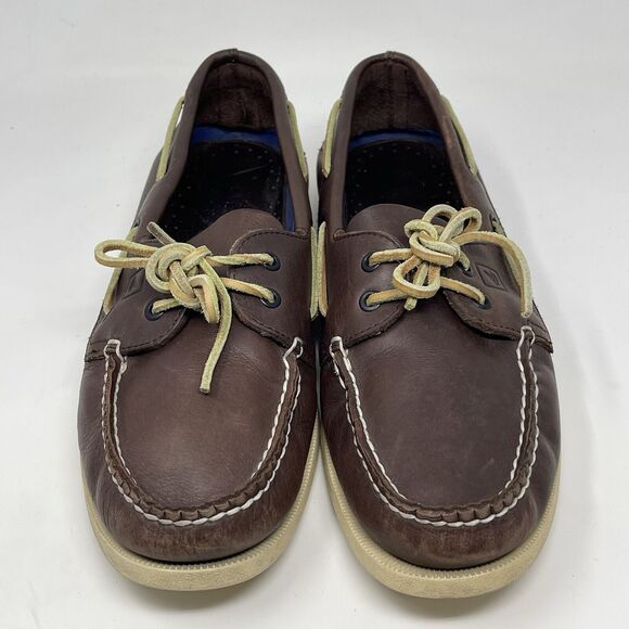 Sperry Top Sider Boat Shoes Mens 11 M Brown Leather Casual Two Eye Lace Up - Picture 5 of 16